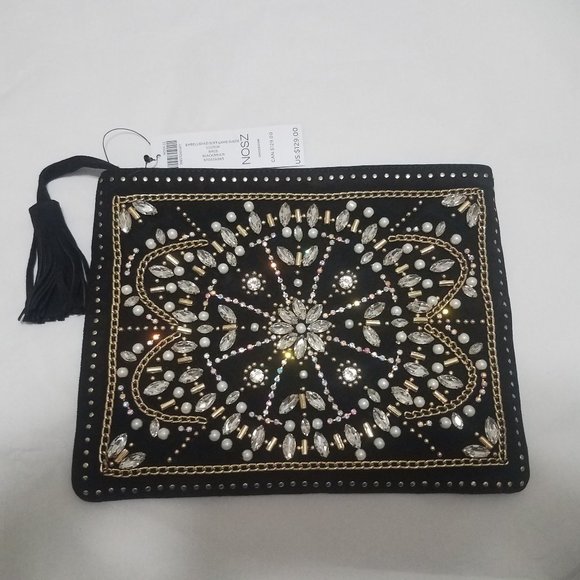 Chico's Embellished Lamb Suede Clutch Bag NWT - Picture 1 of 3